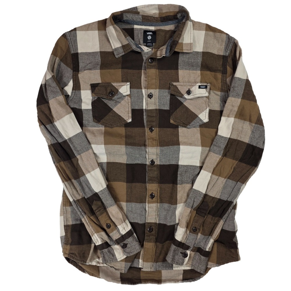 Vans Off The Wall Brown Plaid Slim Fit Shirt Men's Size Large